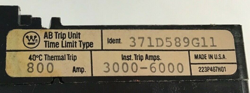 WESTINGHOUSE HNB2800T 3POLE 800A TRIP UNIT ONLY