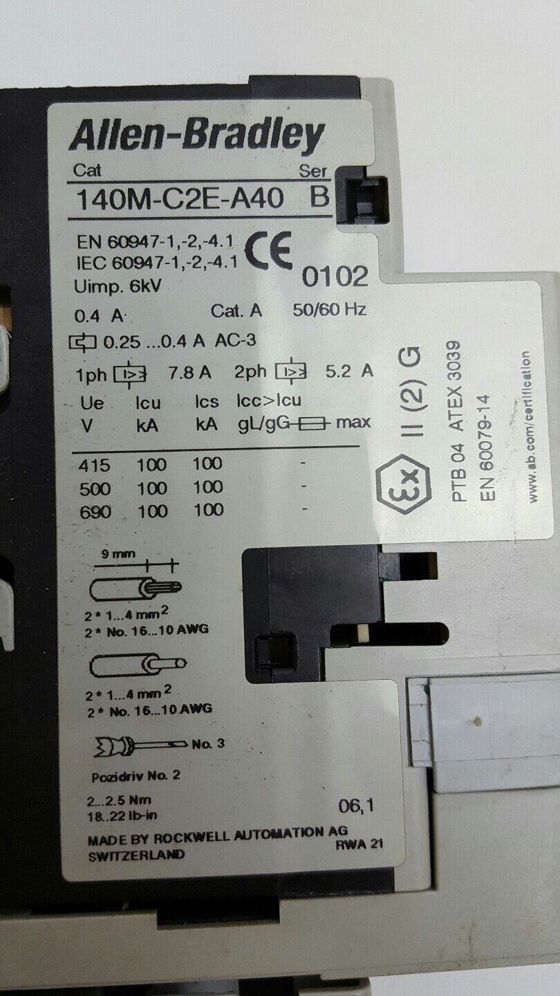 Allen Bradley Comb Starter # 190S-ADNJ2-CA40C B