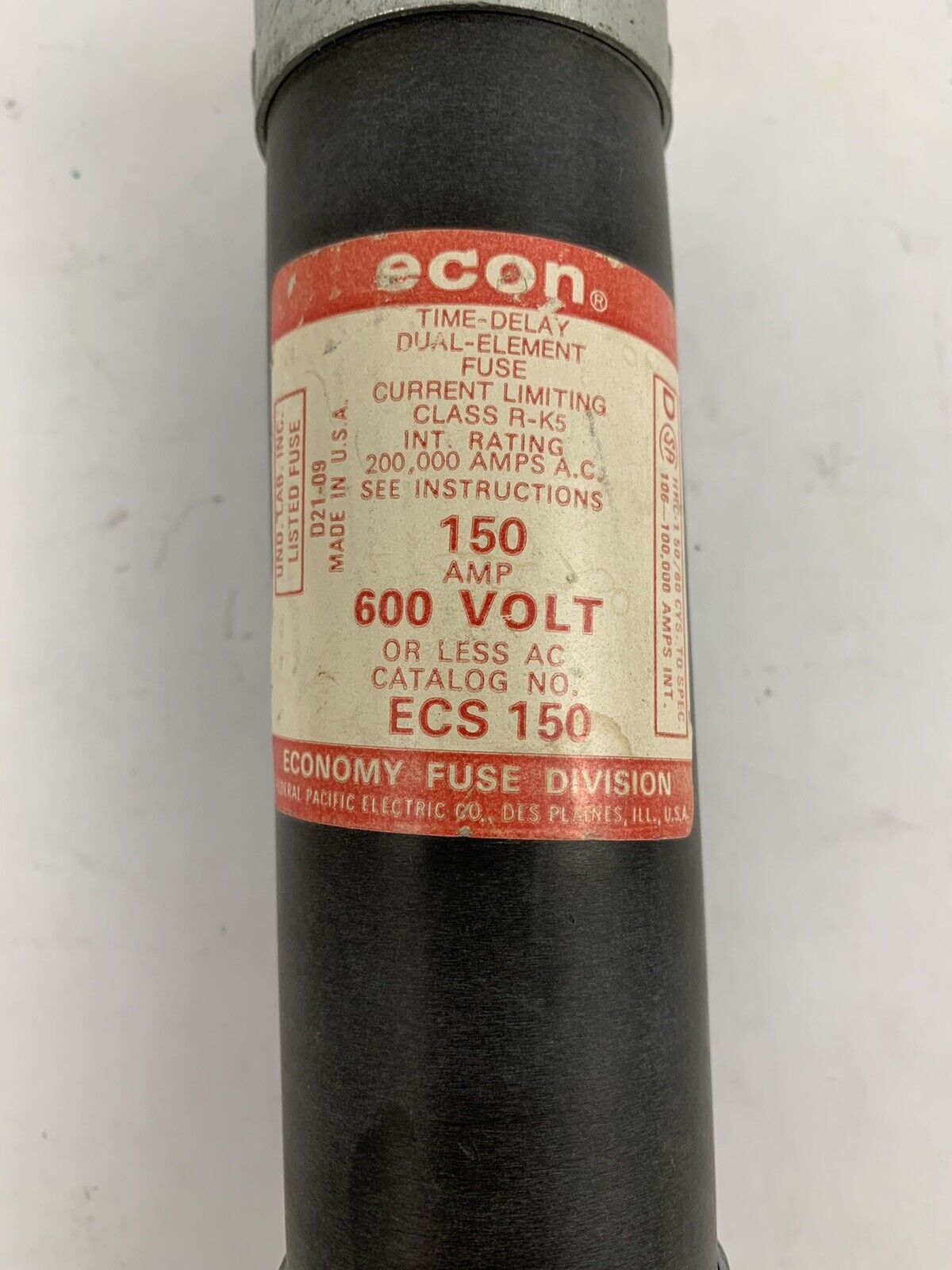 Economy Fuse ECS150 150A 600V Class RK5 Fuse "Lot of 2"