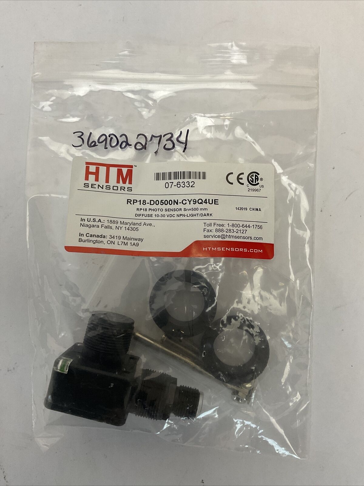 HTM SENSORS RP18-D0500N-CY9Q4UE PHOTOELECTRIC SENSOR 10-30VDC