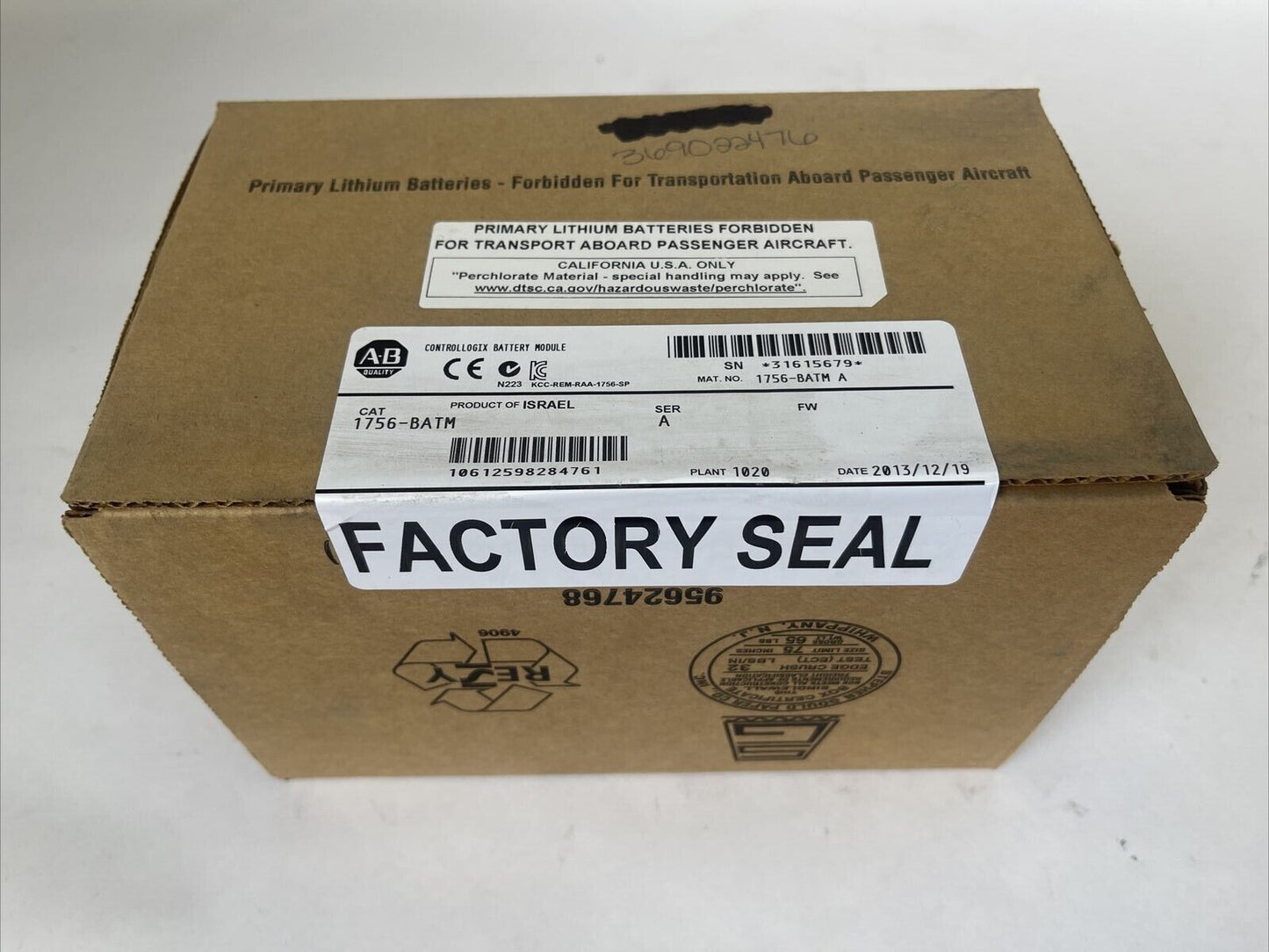 ALLEN BRADLEY 1756-BATM CONTROLLOGIX BATTERY MODULE SER A