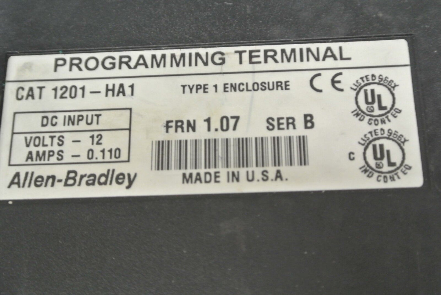 ALLEN-BRADLEY 1201-HA1 / Ser. B / FRN 1.07 / PROGRAMMING TERMINAL / 12V / 0.110A