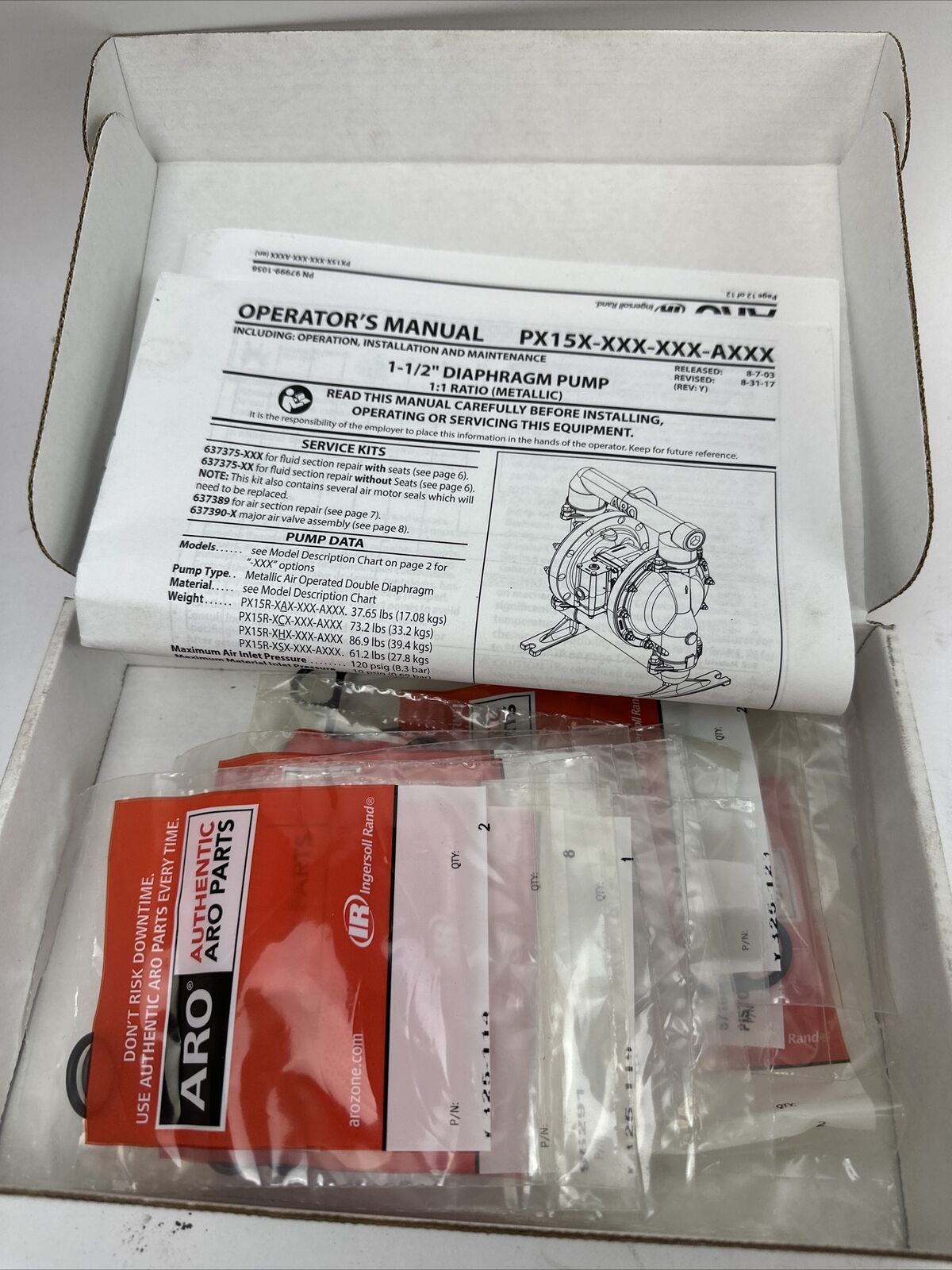 INGERSOLL RAND ARO 637389 EXP SERVICE KIT