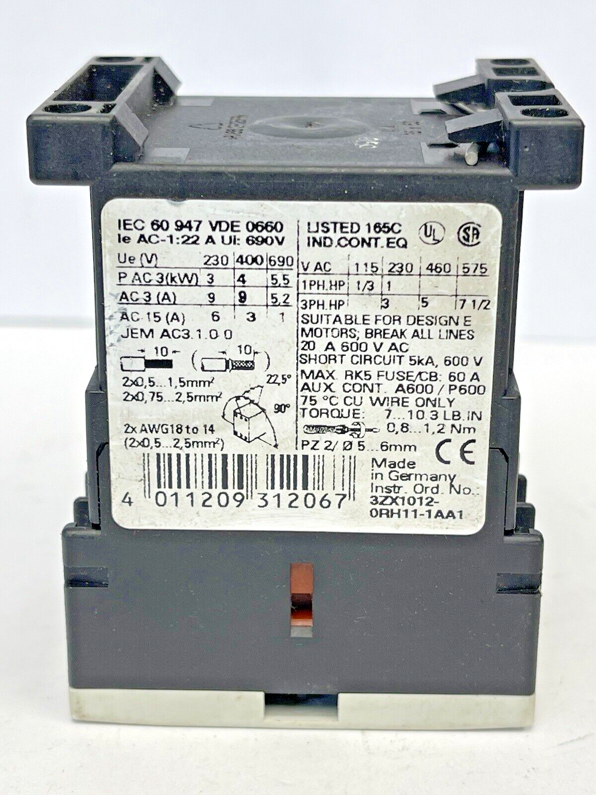 SIEMENS - 3RT1316-1BB40 - AUXILIARY CONTACT -AC-1, 12 kW/400VAC-1, 18A,24VDC,4P