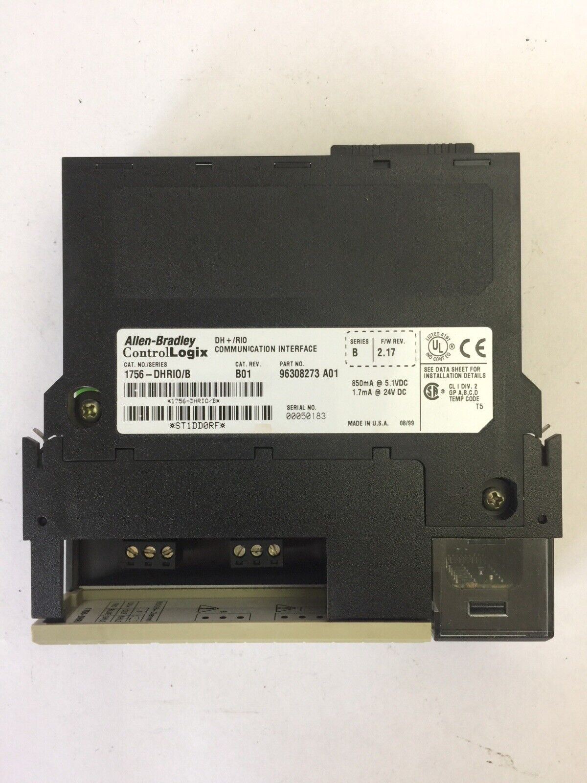 ALLEN BRADLEY 1756-DHRIO SER B DH+/RIO COMMUNICATION INTERFACE CAT REV B01 F/W