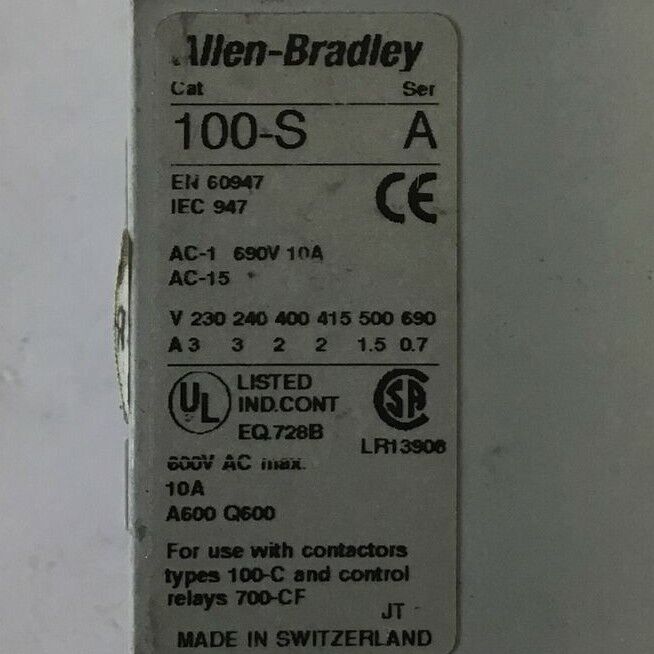 ALLEN BRADLEY 100-C23Z*200/ 100-C23DJ200 CONTACTOR W/ 100-S ***LOTOF2***