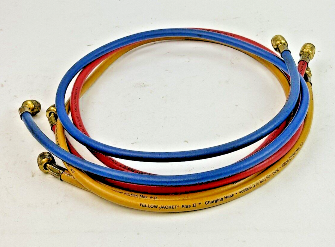 YELLOW JACKET - 22986 - PLUS II 72" 1/4" CHARGING HOSES -RED, YELLOW, BLUE
