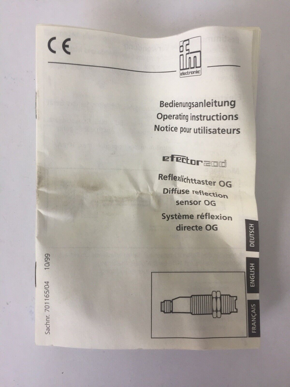 IFM EFECTOR OG5050 PHOTO ELECTRIC SENSOR 10...36VDC