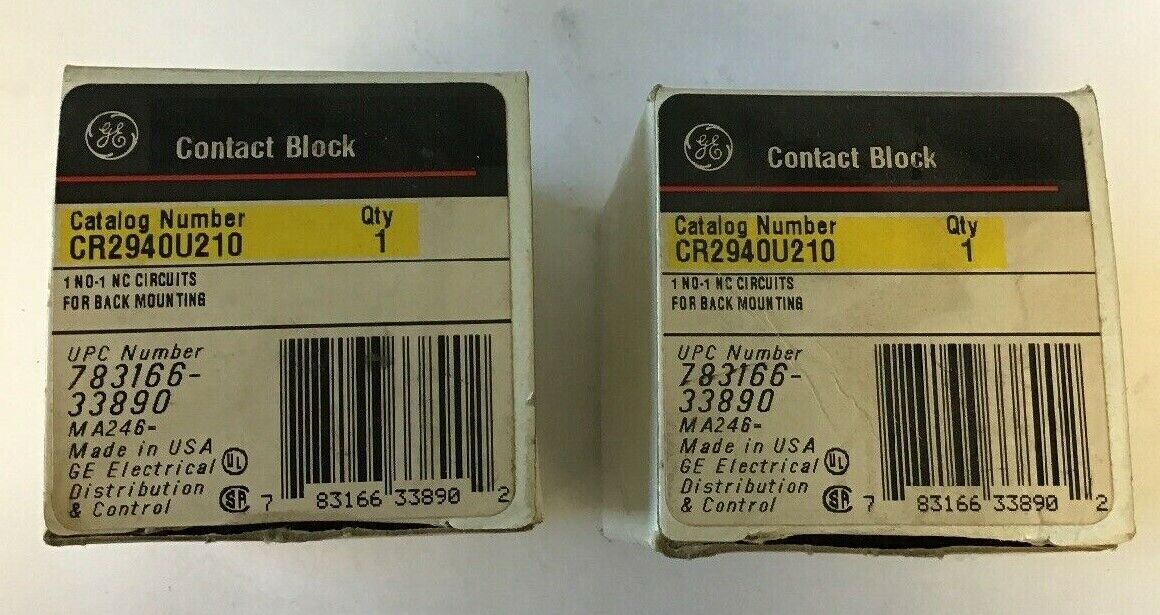 GE CONTACT BLOCK CR2940U210 600VOLTS ***LOTOF2***