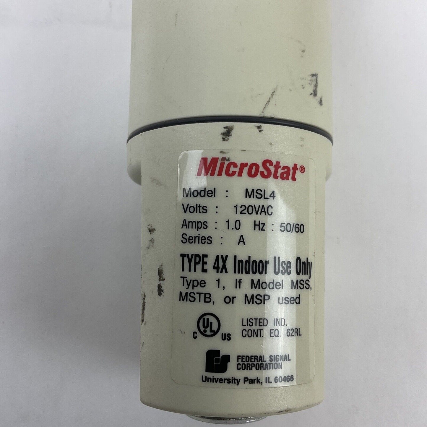 FEDERAL SIGNAL MSL4 MICROSTAT STACK LIGHT 120VAC 50/60HZ 1.0AMPS TYPE 4X