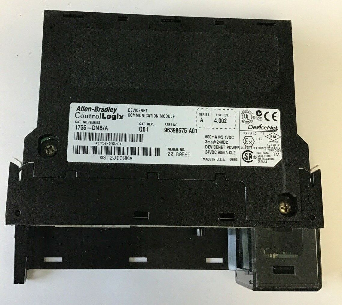 ALLEN BRADLEY 1756-DNB/A CAT.REV.Q01 SER. A F/W RE.4.002 DEVICENET COMMUNICATION