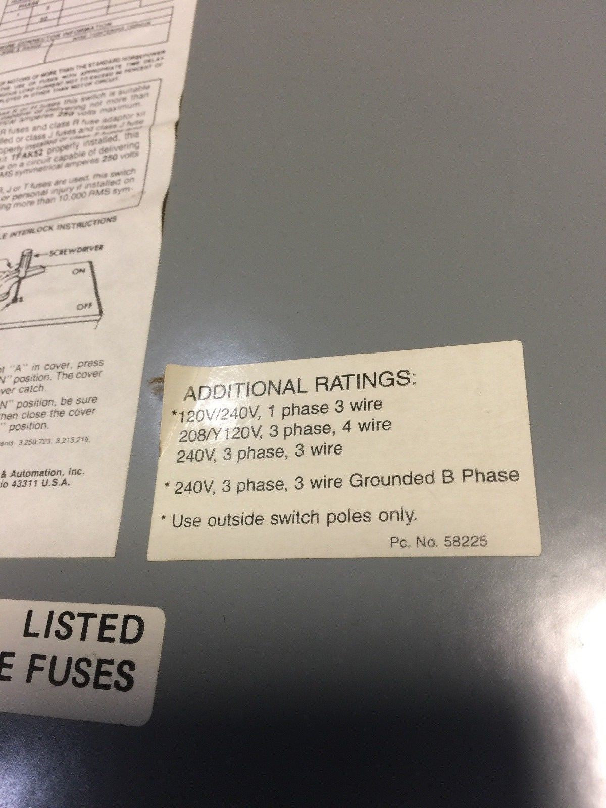 SIEMENS VMS325T VACU-BREAK SWITCH 400 AMP 240V MAX SERIES A 3 POLE 3 PHASE