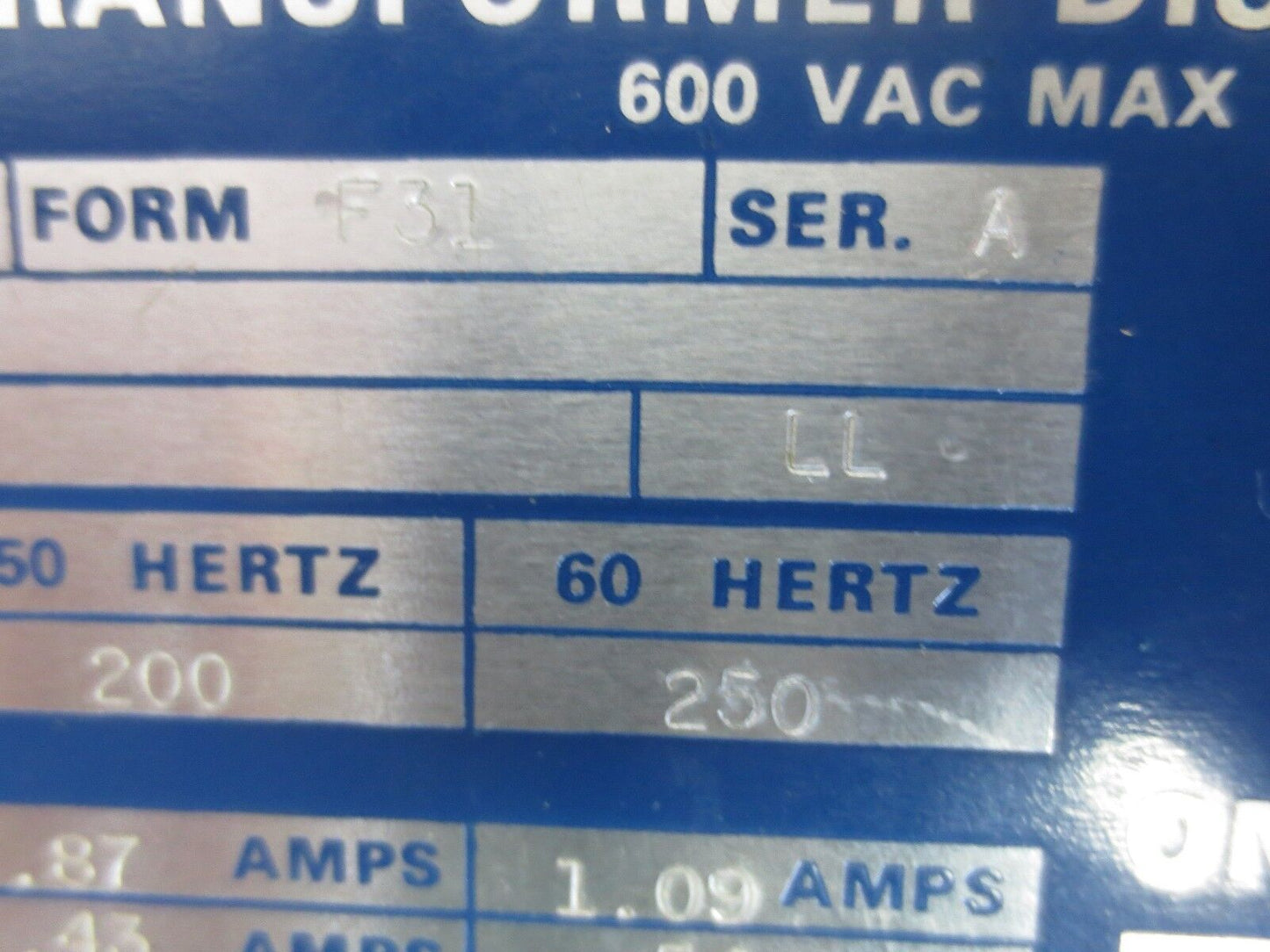 SQUARE D SK5271N TRANSFORMER DISCONNECT 600VAC 250VA/60Hz