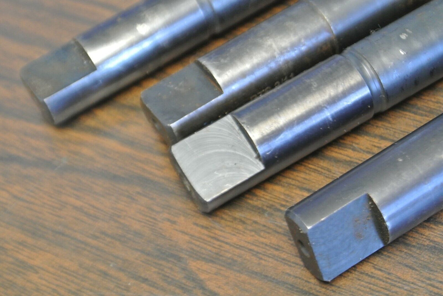 LOT of 4 / TANGED 3/4" 2-FLUTE DRILL BITS / REGROUND 1/2" - 3/4" STEP DRILL (?)