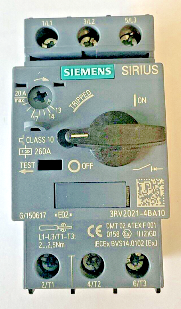 SIEMENS 3RV2021-4BA10 MOTOR CONTROL 13-20A 50HZ