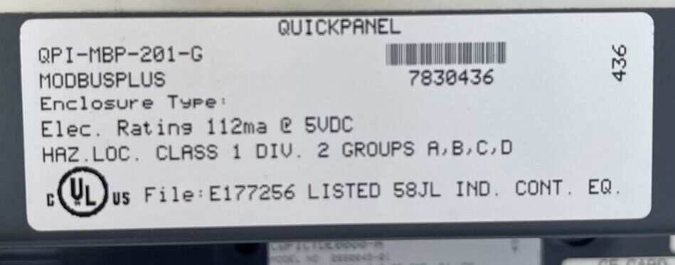 PROFACE 2880045-01 TOUCH SCREEN 24VDC QPI-MBP-201-G MODBUSPLUS QUICKPANEL