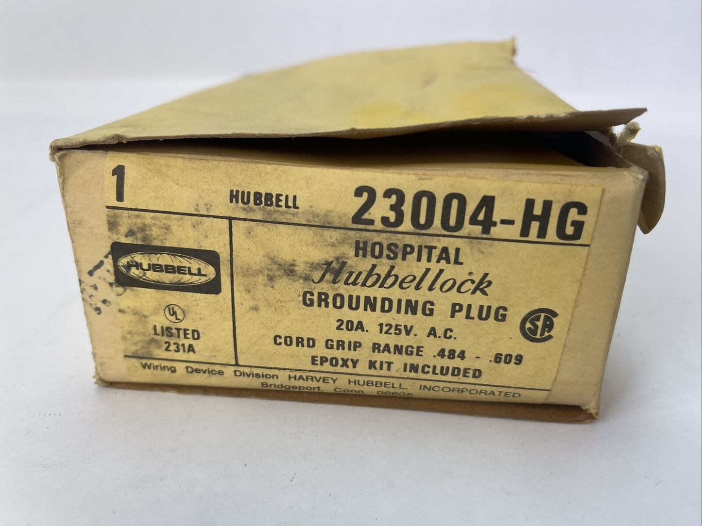 HUBBELL 23004-HG HOSPITAL HUBBELLOCK GROUNDING PLUG 20A 125VAC CORD GRIP RANGE