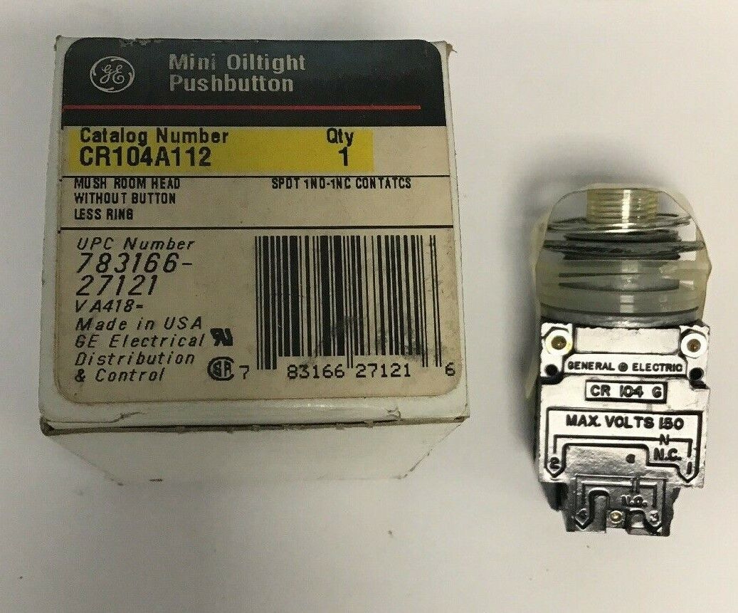 GE CR104A112 MINI OILTIGHT PUSHBUTTON W/O BUTTON