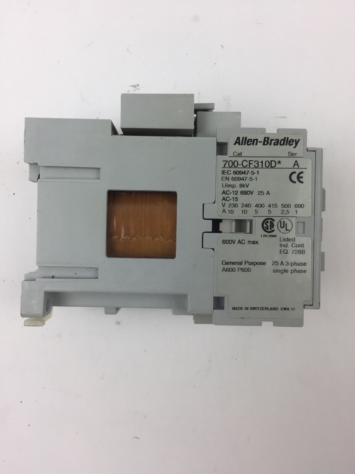 ALLEN BRADLEY 700-CF310D* CONTROL RELAY 600VAC 25 A WITH 100-FSD250 SURGE SUPRES