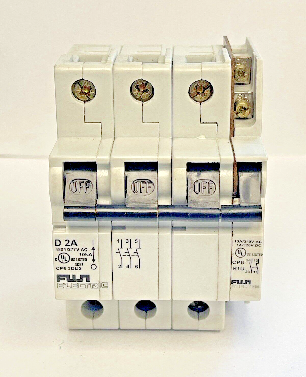 FUJI - CP6 3DU2 -2A MANUAL MOTOR CONTROLLER - 480/277 VAC & CP6 H1U AUX CONTACT