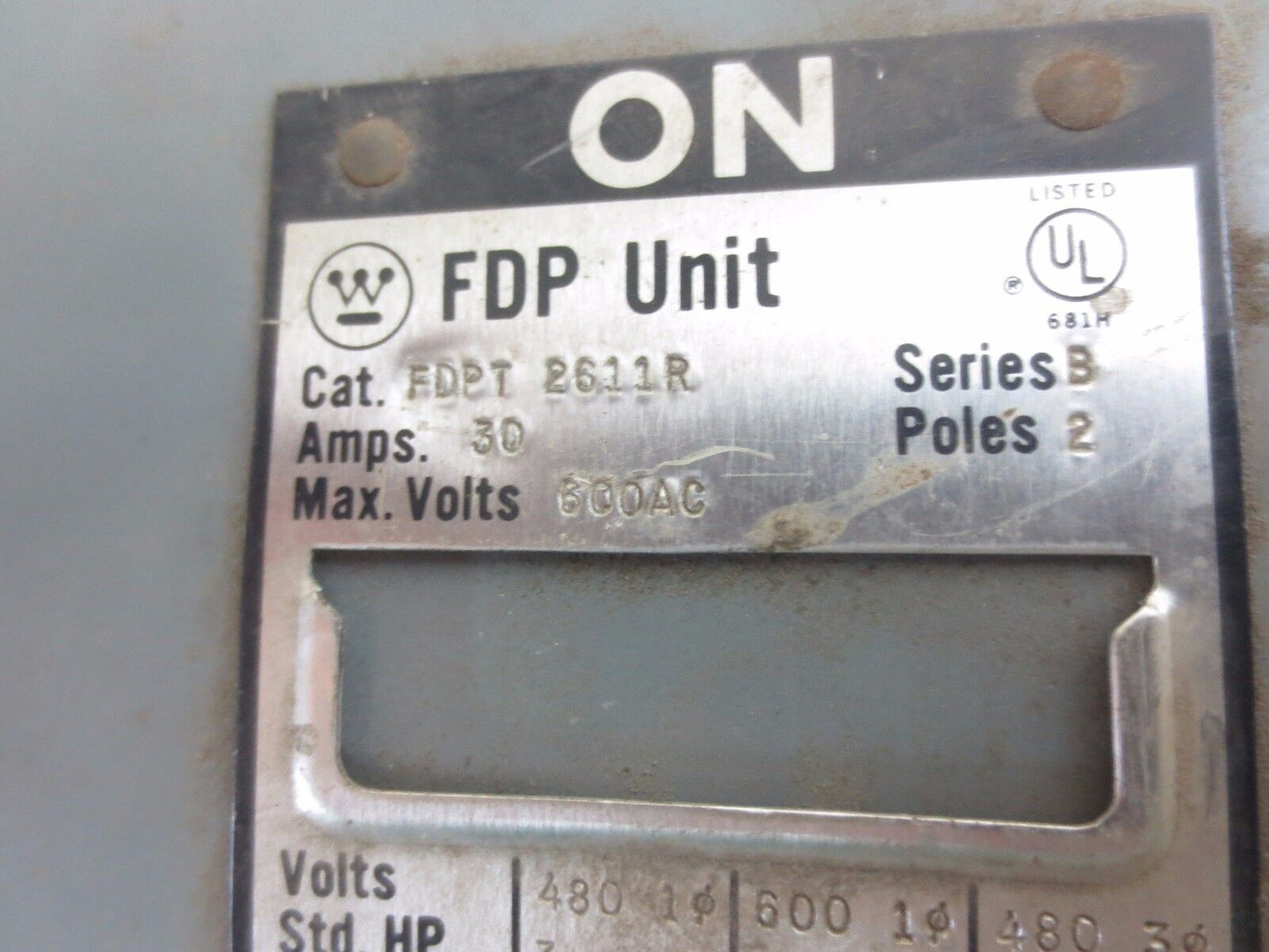 WESTINGHOUSE FDPT2611R TWIN PANEL SWITCH / BUS PLUG - 600V, 30A, 2-POLE