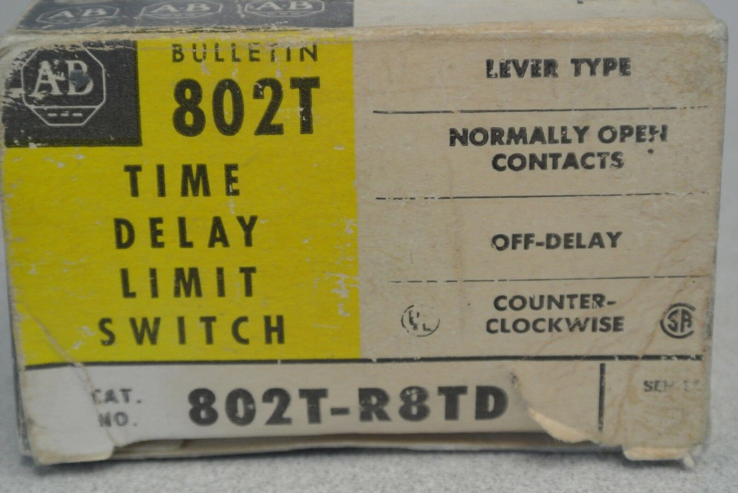 ALLEN-BRADLEY 802T-R8TD TIME DELAY LIMIT SWITCH / OFF-DELAY / CCW / NEW SURPLUS