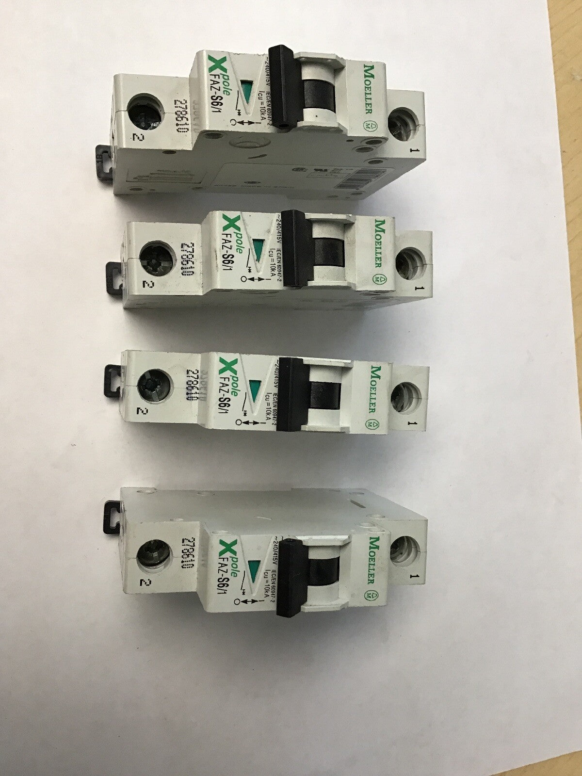 MOELLER FAZ-S6/1 CIRCUIT BREAKER 240VAC/415V 1POLE (LOT OF 4)