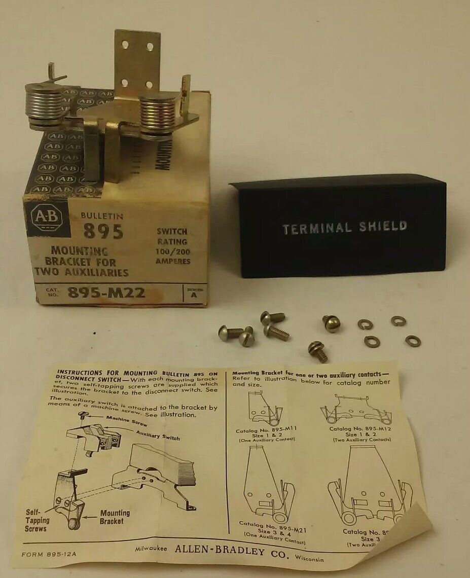 ALLEN BRADLEY 895-M22 SER.A MOUNTING BRACKET FOR 2 AUXILIARES, 100/200A SWITCH