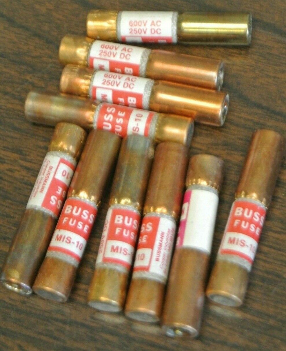BOX of 10 / BUSS MIS-10 ACTUATOR FUSE / 10A / 600VAC / 250VDC / NEW SURPLUS