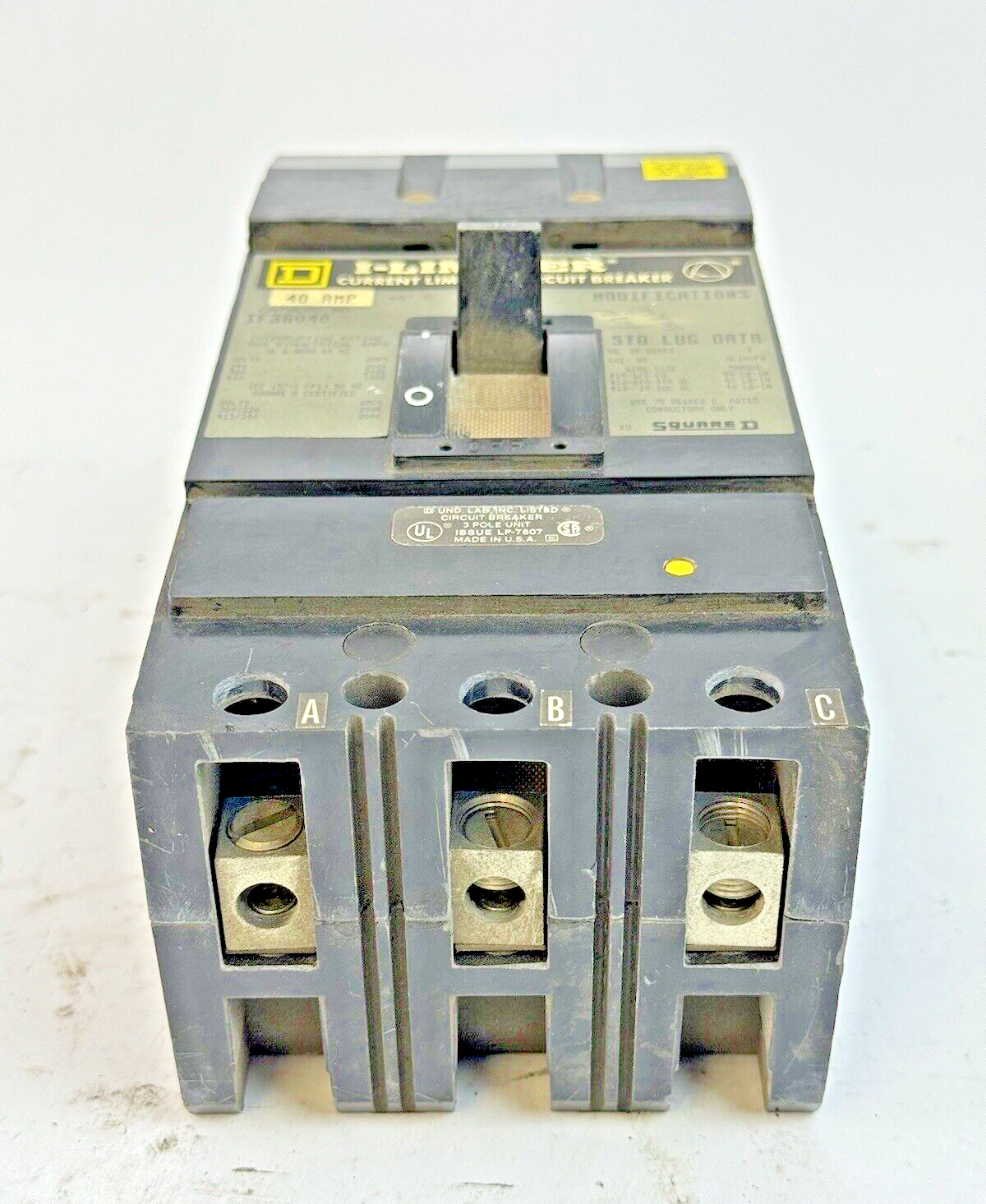 SQUARE D - IF36040 - I-LIMITER CIRCUIT BREAKER - 40 AMP, 3 POLE, 600 VAC