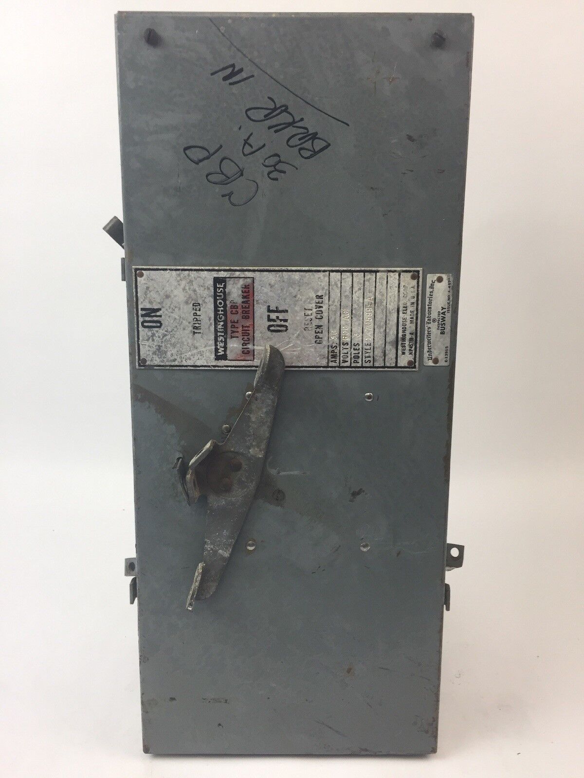 WESTINGHOUSE CBP 30A BREAKER BUS PLUG 600VAC 3 POLE