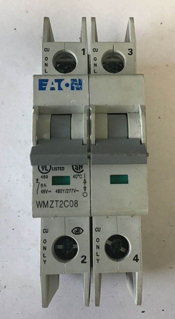 EATON WMZT2C08 CIRCUIT BREAKER 8A 480Y/277VAC 10KA 2POLE 50/60HZ***LOTOF2***