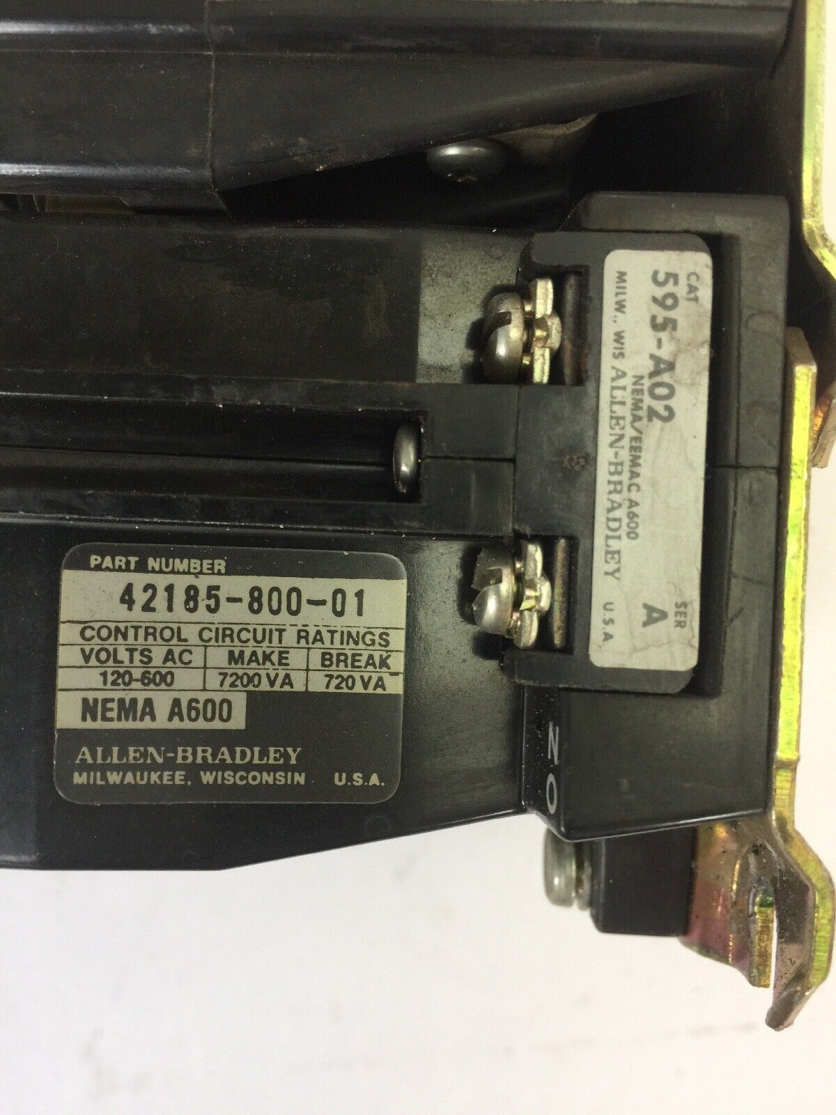 ALLEN BRADLEY 509-BOD-9 SIZE1 STARTER 600VAC 27AMP 10HP W40 HEATERS 120V COIL