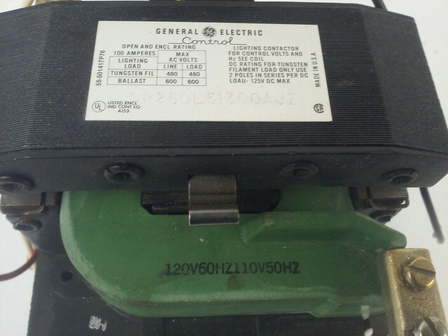 GE CR260L51300AJZ LIGHTING CONTACTOR AUTO OFF ON 100A 600V 120V COIL