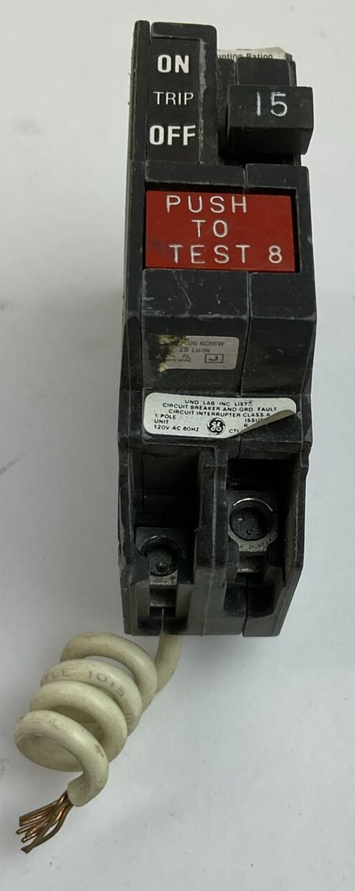 GE THQL1115GF GROUND FAULT CIRCUIT BREAKER 1POLE 15AMP 120VAC
