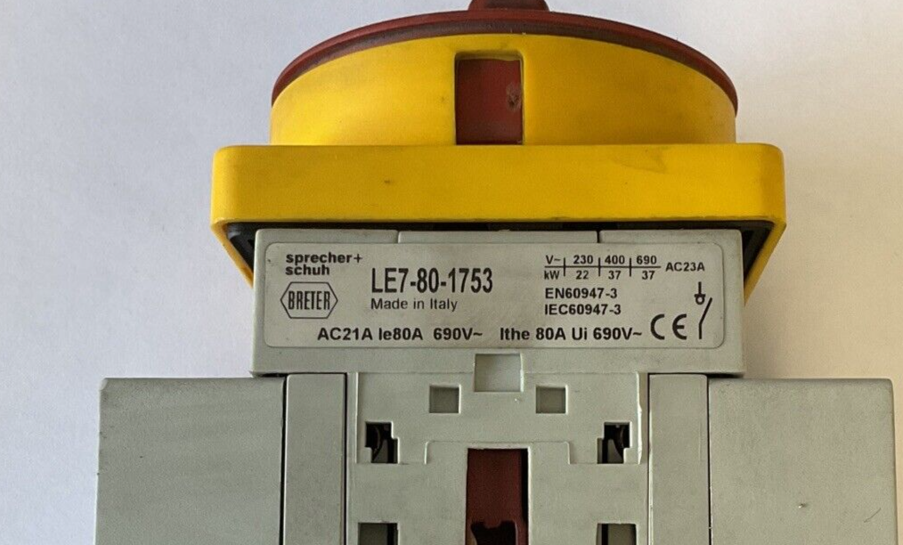 SPRECHER+SCHUH LE7-80-1753 DISCONNECT SWITCH 690VAC 80A
