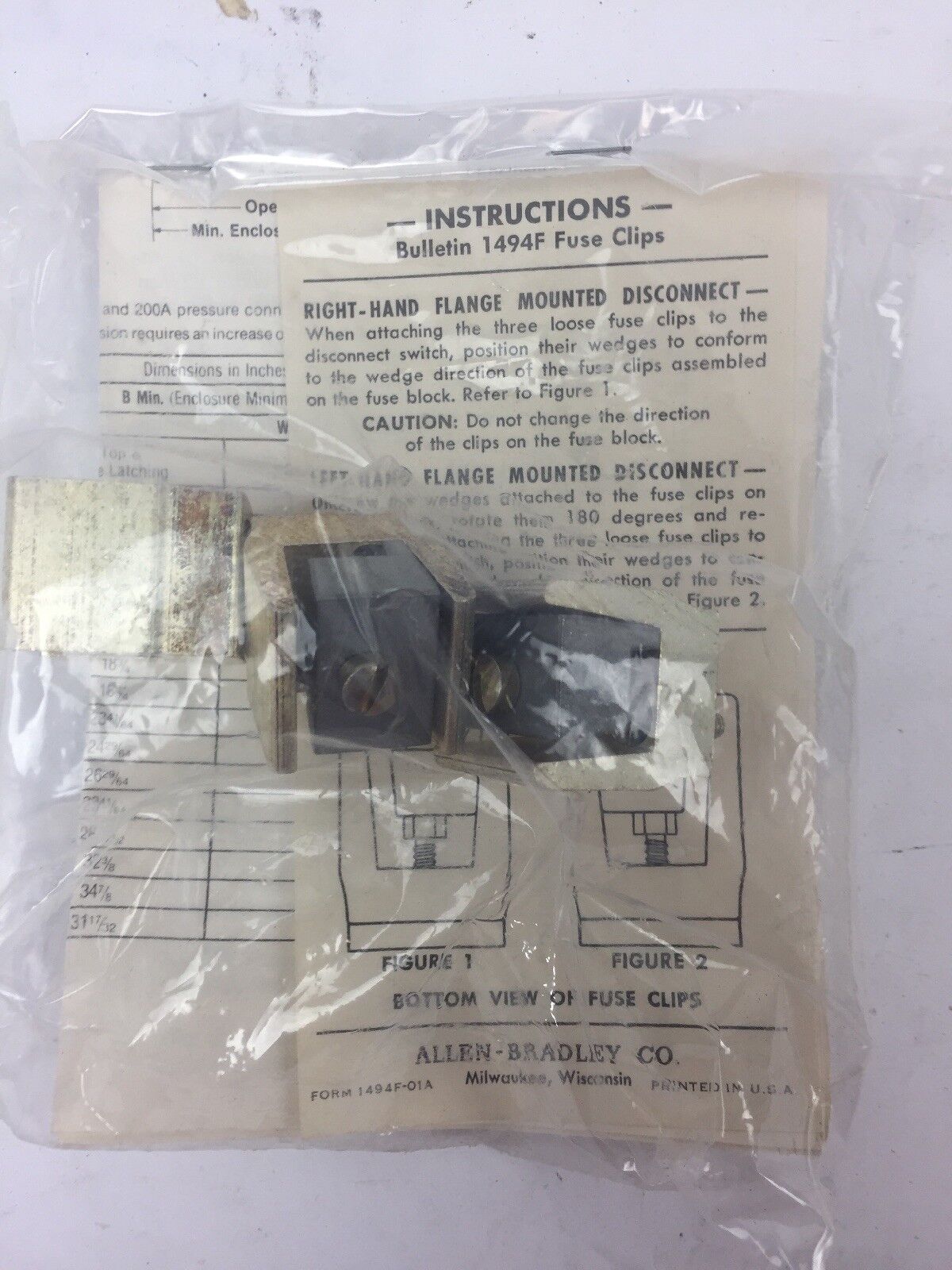 ALLEN BRADLEY 1494F-C211 FUSE BLOCK ADAPTOR PLATE KIT SERIES A