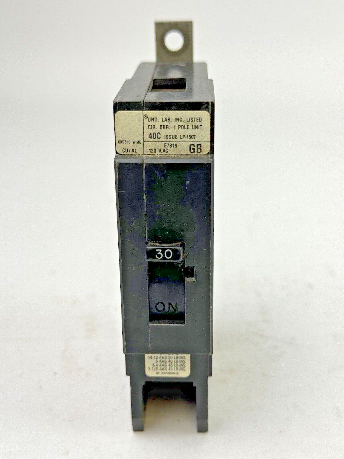 WESTINGHOUSE / CUTLER-HAMMER GB1030 - CIRCUIT BREAKER - 1 POLE/120VAC/30A - NEW
