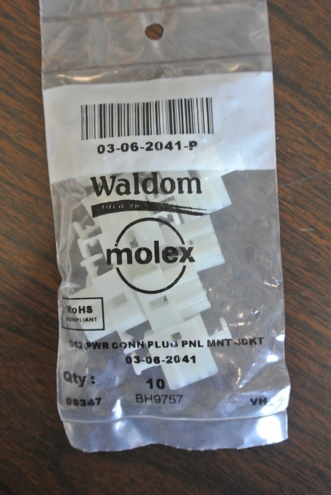 LOT of 50 WALDOM / MOLEX 03-06-2041 / CONNECTOR PLUG 4-POS / .062 PANEL MOUNT