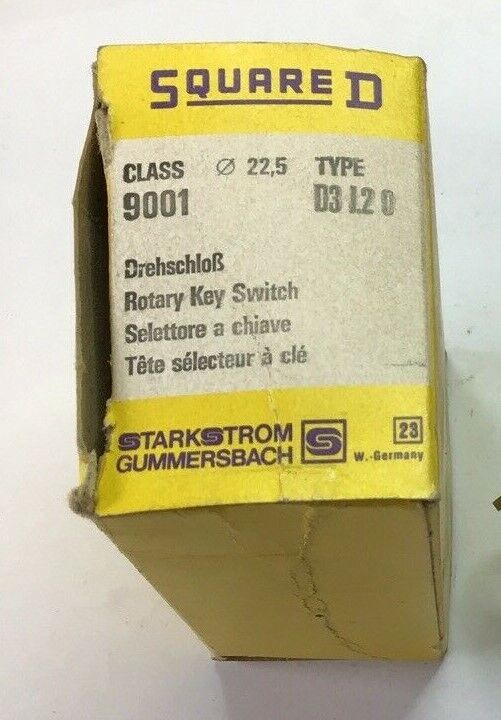 SQUARE D 9001 D3L20 ROTARY KEY SWITCH
