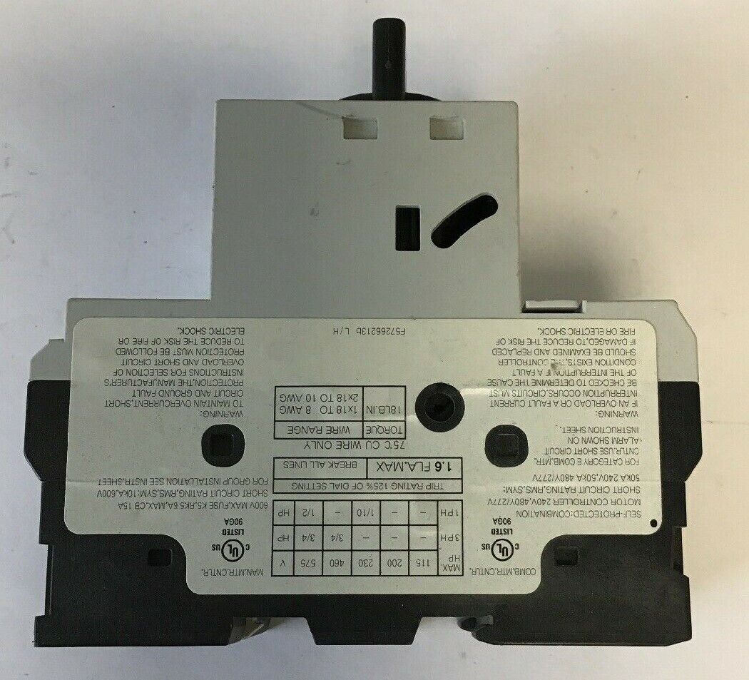 GE GPS1BHAF OVERLOAD STARTER 1-1.6A 690V 50/60HZ 3PH 3/4HP