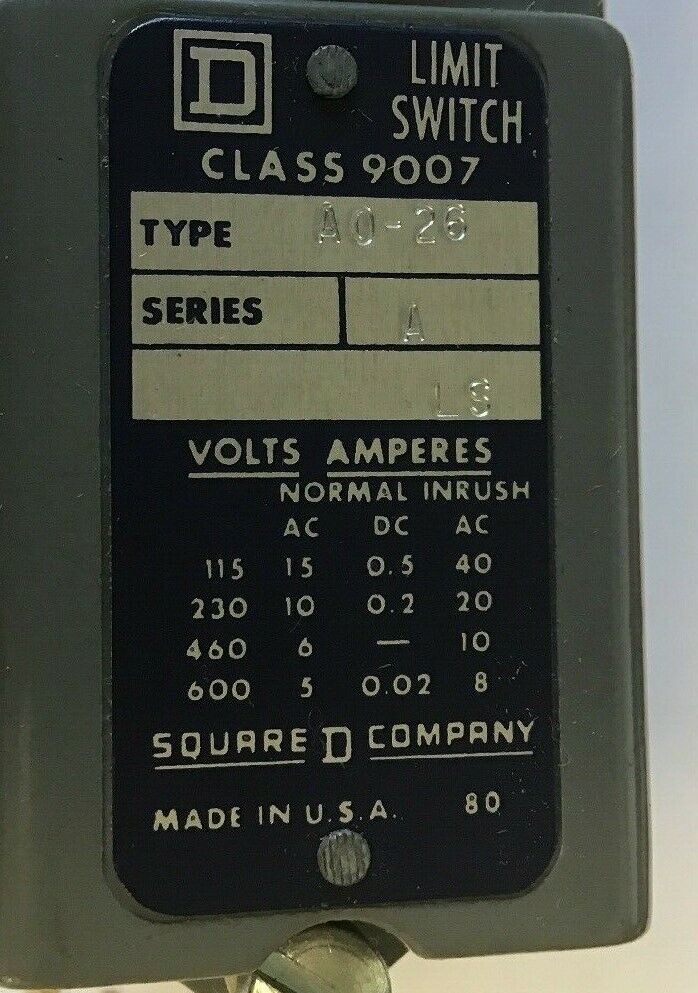 SQUARE D 9007 A026 LIMIT SWICTH SER. A