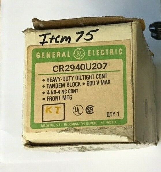 GENERAL ELECTRIC CR290U207 TANDEM BLOCK 600V 4N0-4NC NC CONT.
