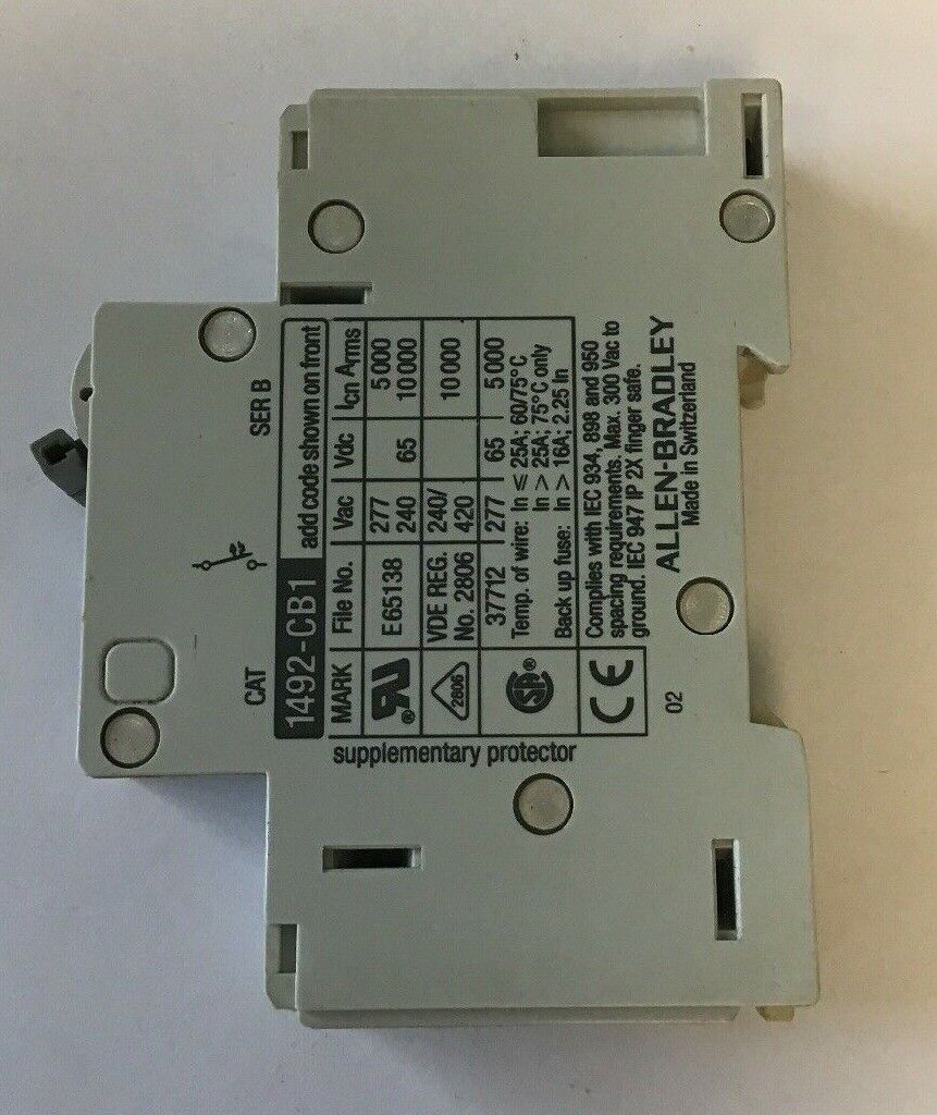 ALLEN BRADLEY 1492-CB1 G020 SER. B 2A 277VAC/65VDC CURCUIT BREAKER***(LOTOF10)**