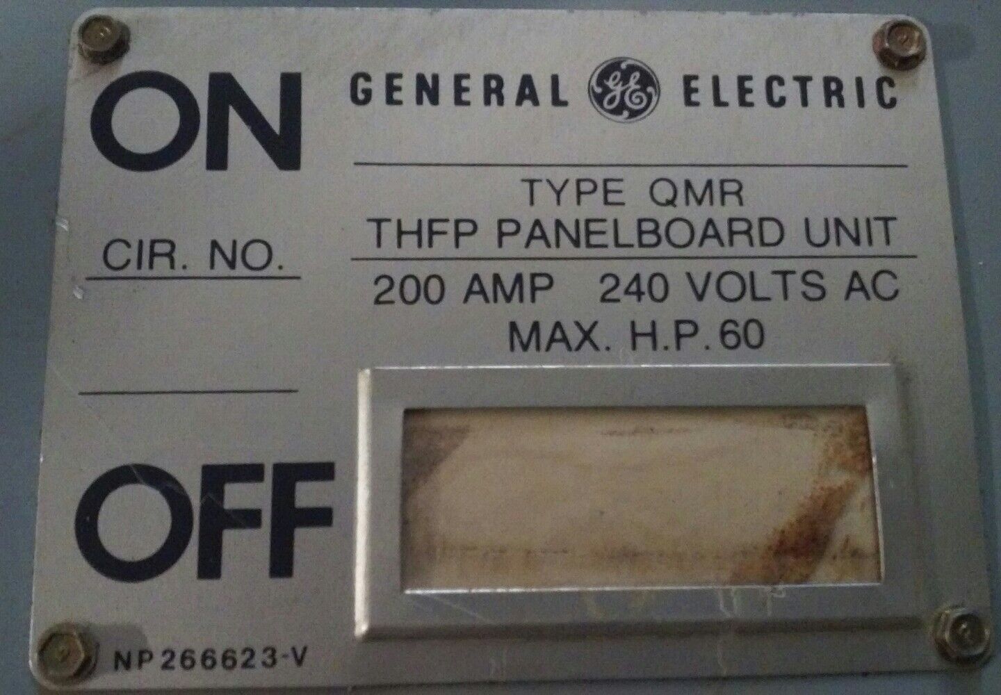 GE General Electric QMR THFP324 200 Amp, 240VAC, 3-Pole Panelboard SWITCH Unit