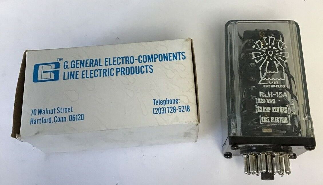 G. GENERAL ELECTRO RLH-15A RELAY 120VAC 15AMP