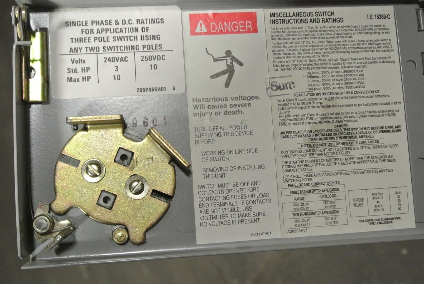 CHALLENGER FCSCS323R - TWIN PANELBOARD SWITCH - 240V, 60A & 100A, 3 POLE