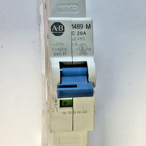 ALLEN BRADLEY 1489-M1C200 CIRCUIT BREAKER SER.D 20A 480Y/277V 10KA 50/60HZ 1POLE