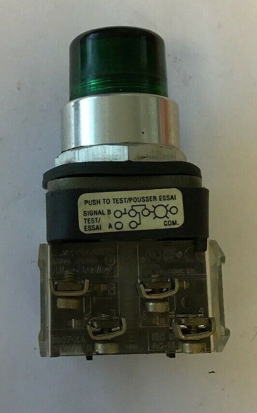 ALLEN-BRADLEY 800T-QT24 SER. T GREEN PUSHBUTTON SWITCH 24VAC/DC #757 LAMP