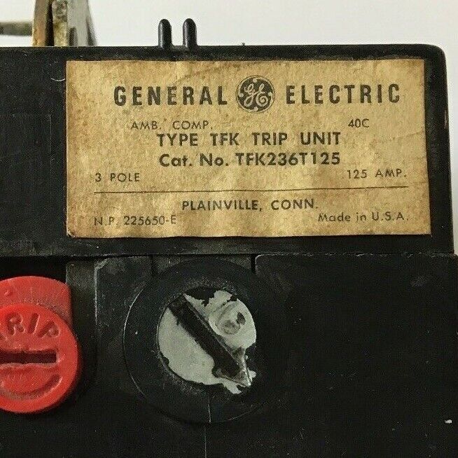 GE TFK236T125 125AMP TYPE TFK 3POLE TRIP UNIT